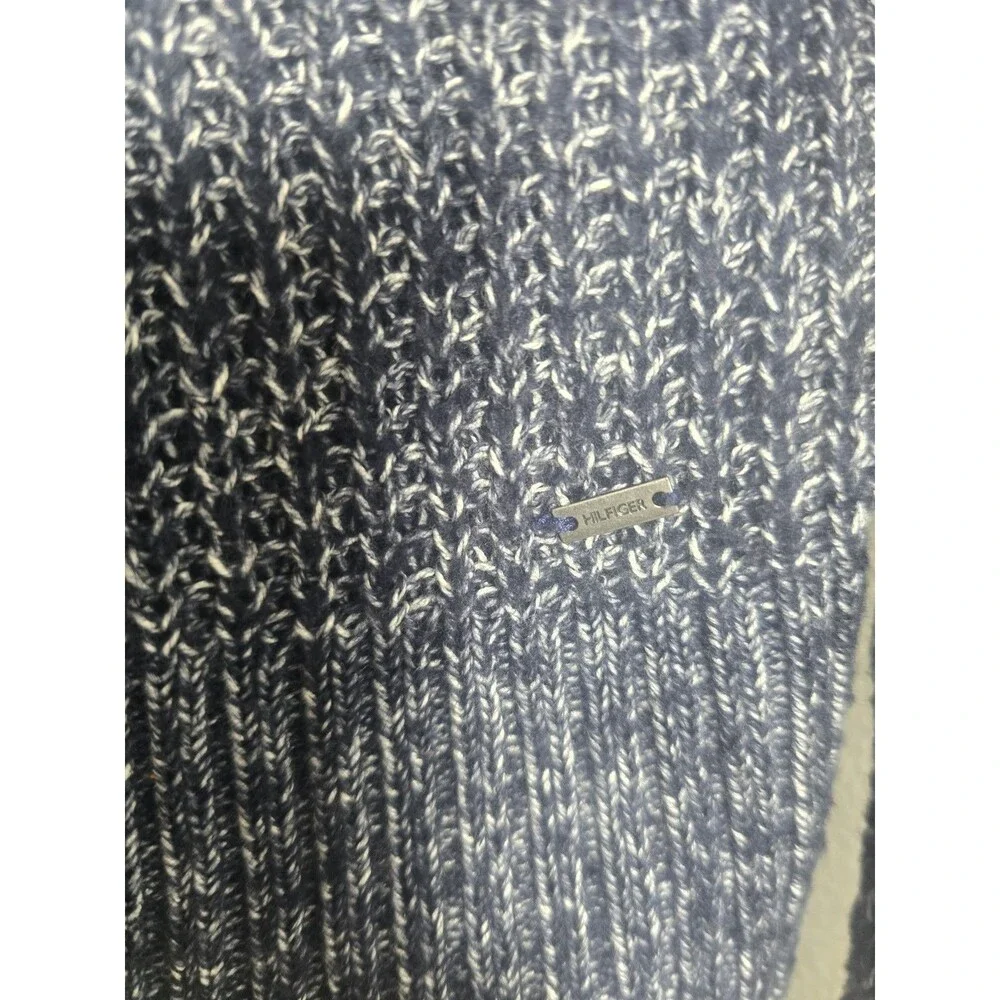 Tommy Hilfiger Navy White Marled Knit V-Neck Sweater Women’s Large - Picture 8 of 14